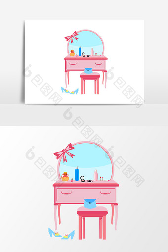卡通化妆桌设计元素图片