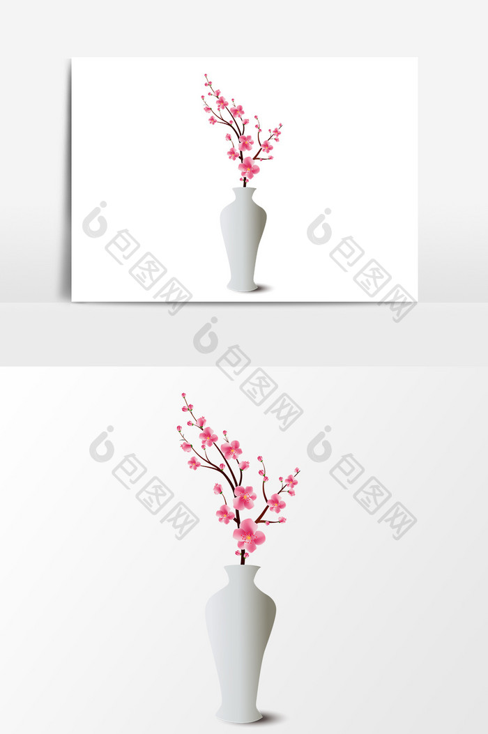 卡通花朵花瓶元素设计
