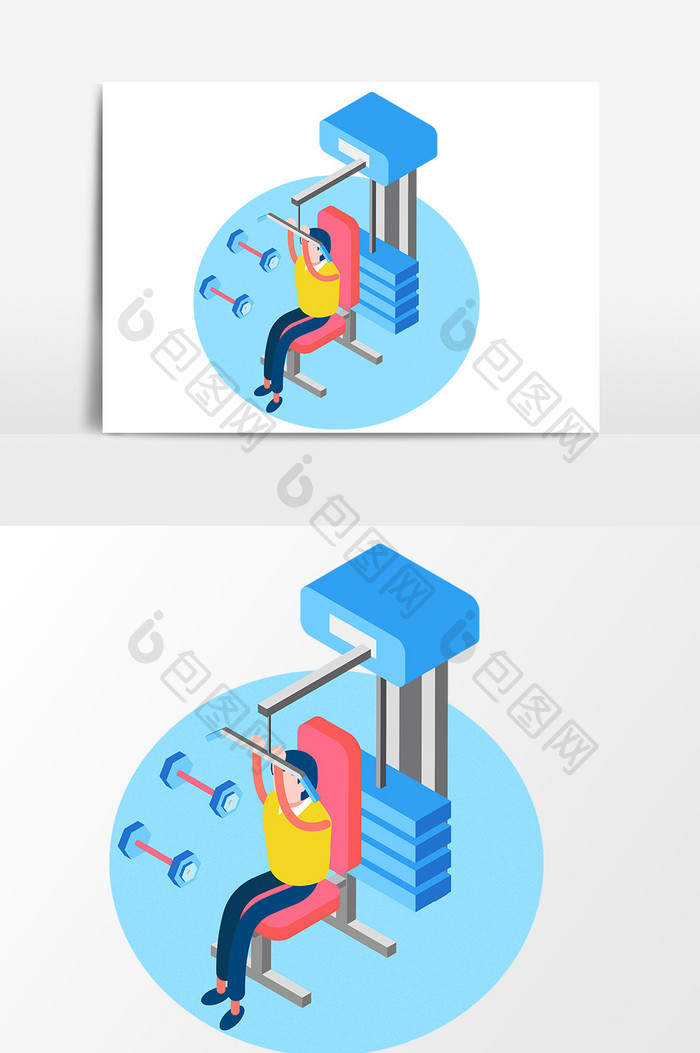 卡通健身房健身元素设计