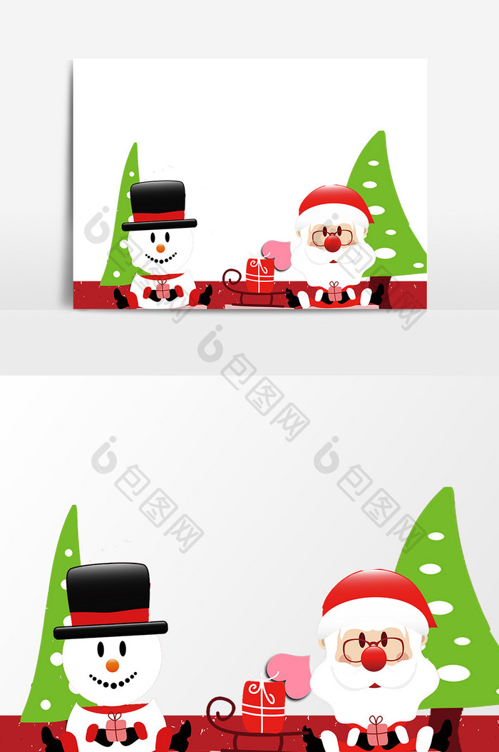 圣诞老人雪人礼物设计元素