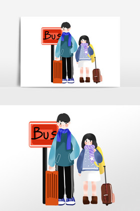 春运巴士车站人物