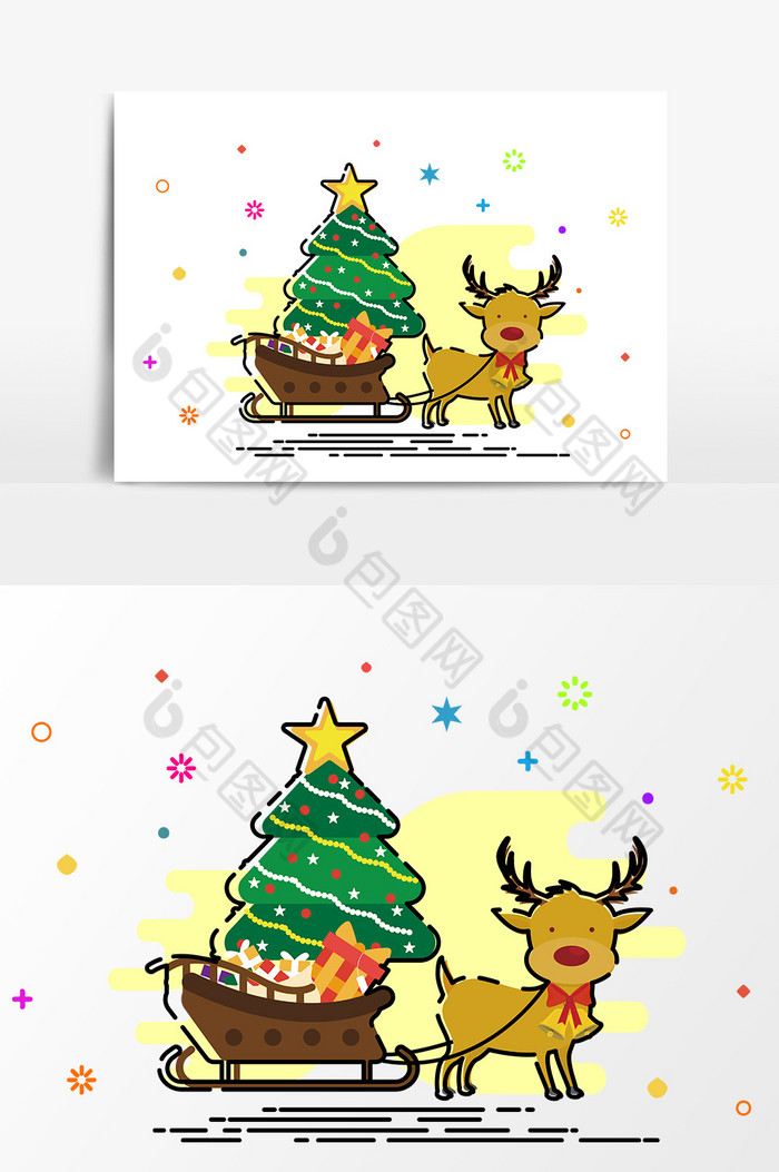 圣诞树小鹿礼物图片图片