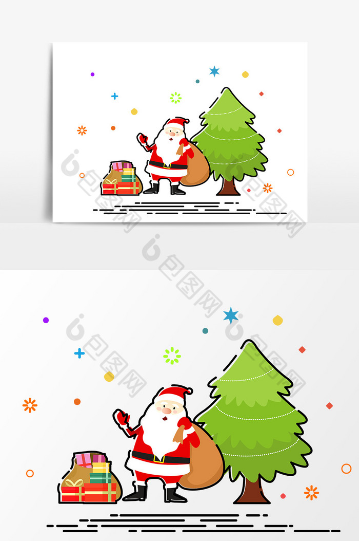 圣诞树圣诞老人送礼物图片图片