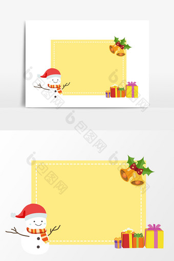 圣诞老人铃铛礼物边框元素图片