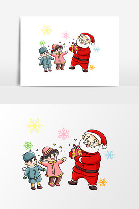 卡通圣诞老人童话元素