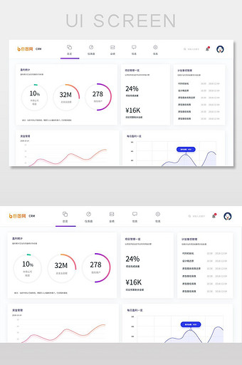 紫色扁平企业CRM管理系统后台网页界面图片