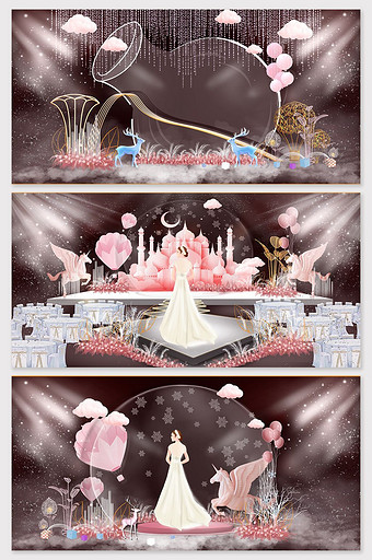 唯美梦幻粉色漂流瓶童话主题婚礼效果图图片