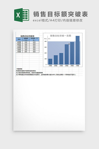 销售目标额突破表Excel模板图片