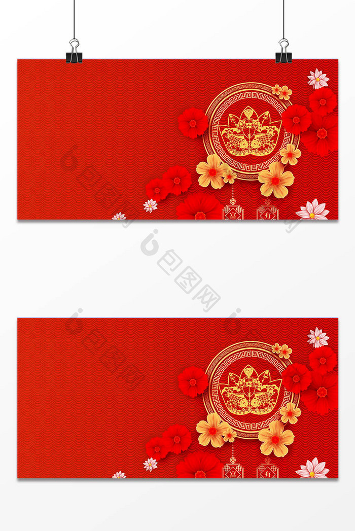 中国风红色新春背景设计