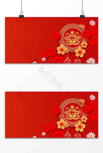 中国风红色新春背景设计图片