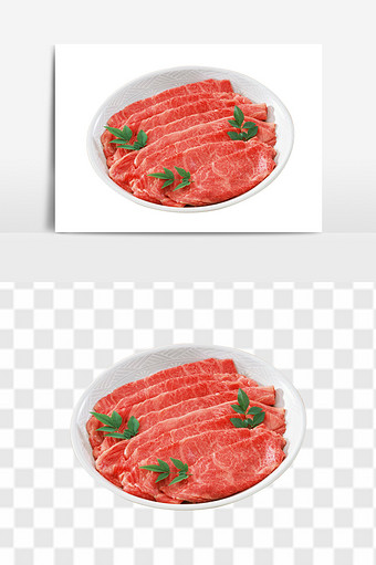 新鲜进口营养牛肉肉片组合元素图片