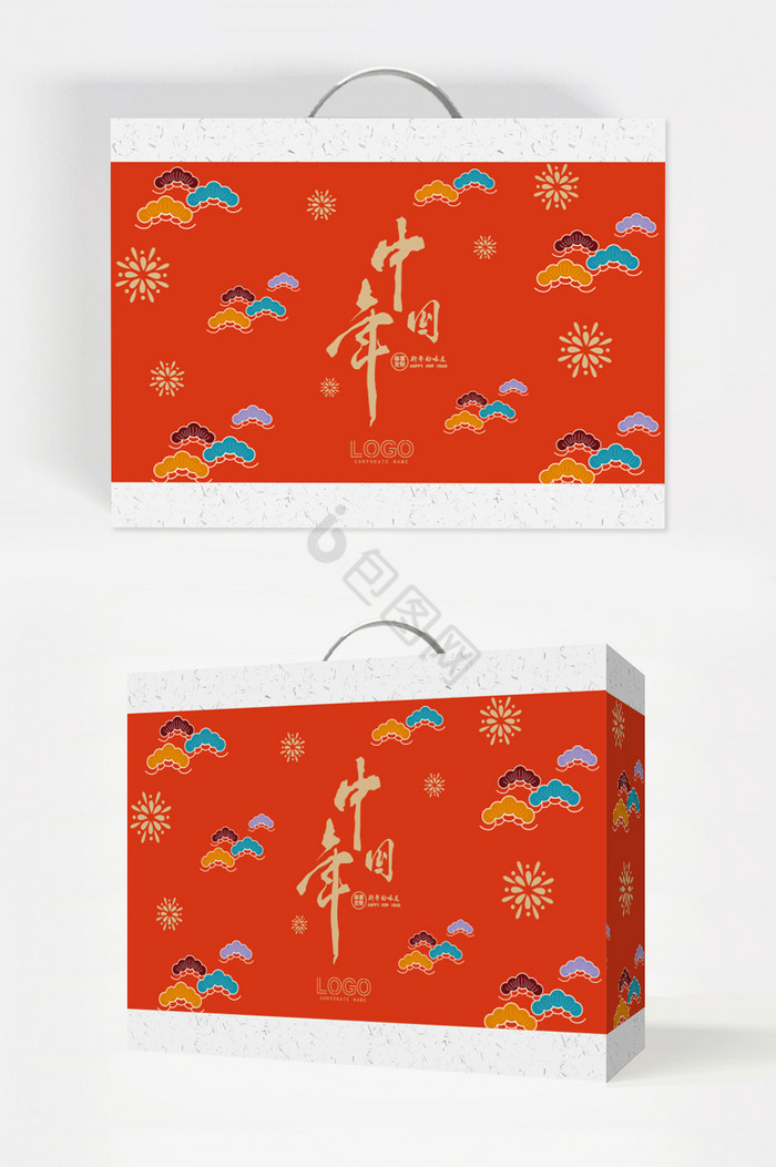 新年礼包幸福中国年手提袋礼盒包装图片