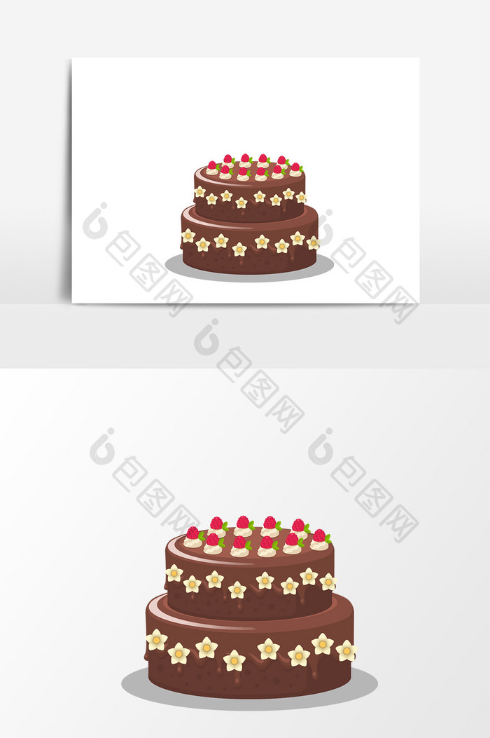 卡通双层巧克力蛋糕设计元素