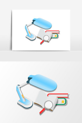 卡通台灯放大镜设计元素