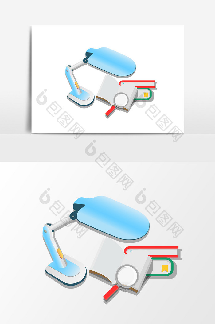 卡通台灯放大镜设计元素