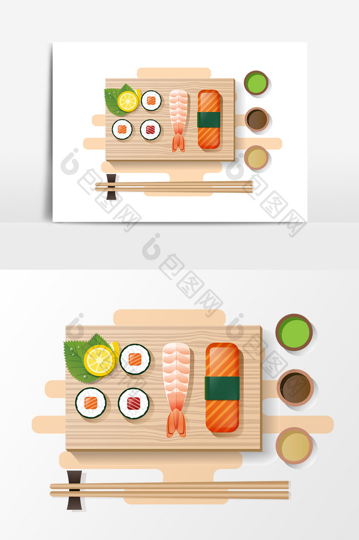 卡通海鲜寿司设计元素