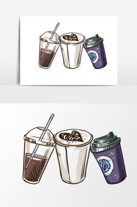 卡通手绘咖啡元素设计