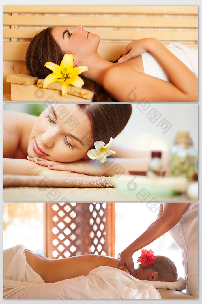 带花的女子美容spa