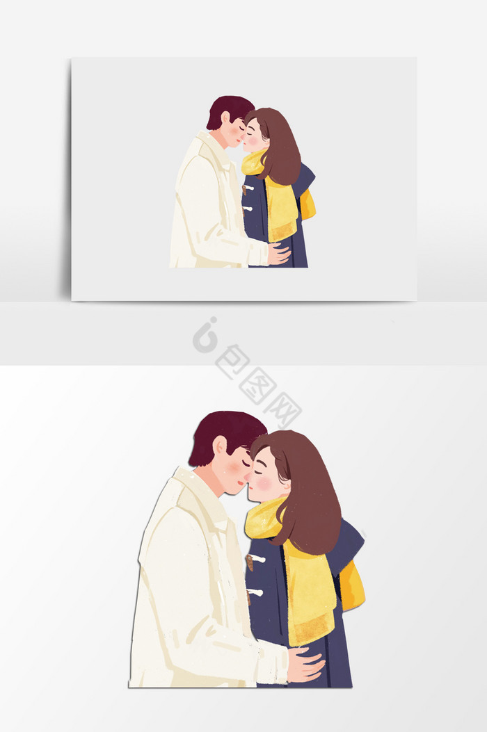 热烈亲吻的情人插画图片