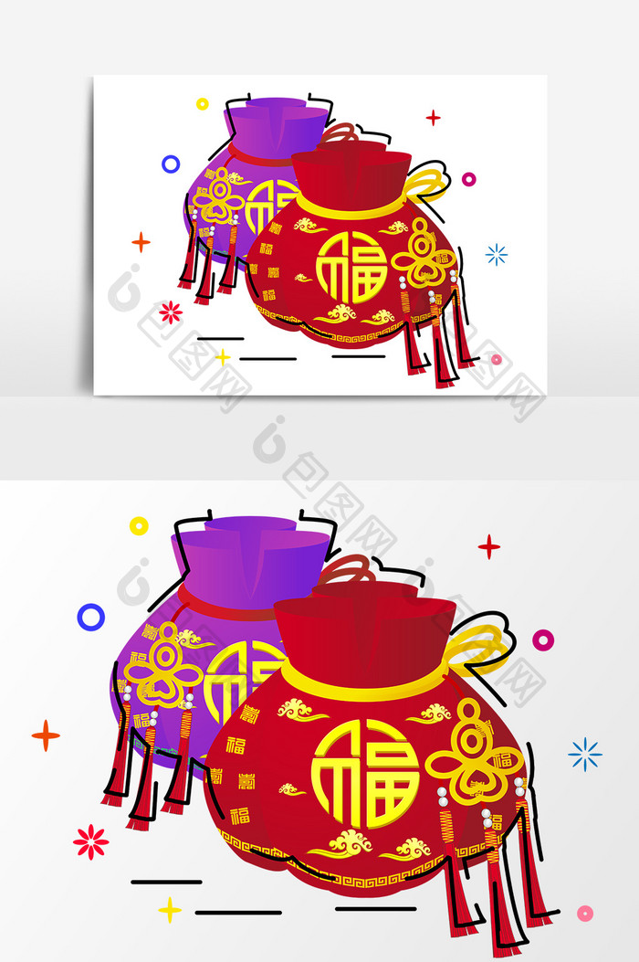 中国风新年福袋设计元素