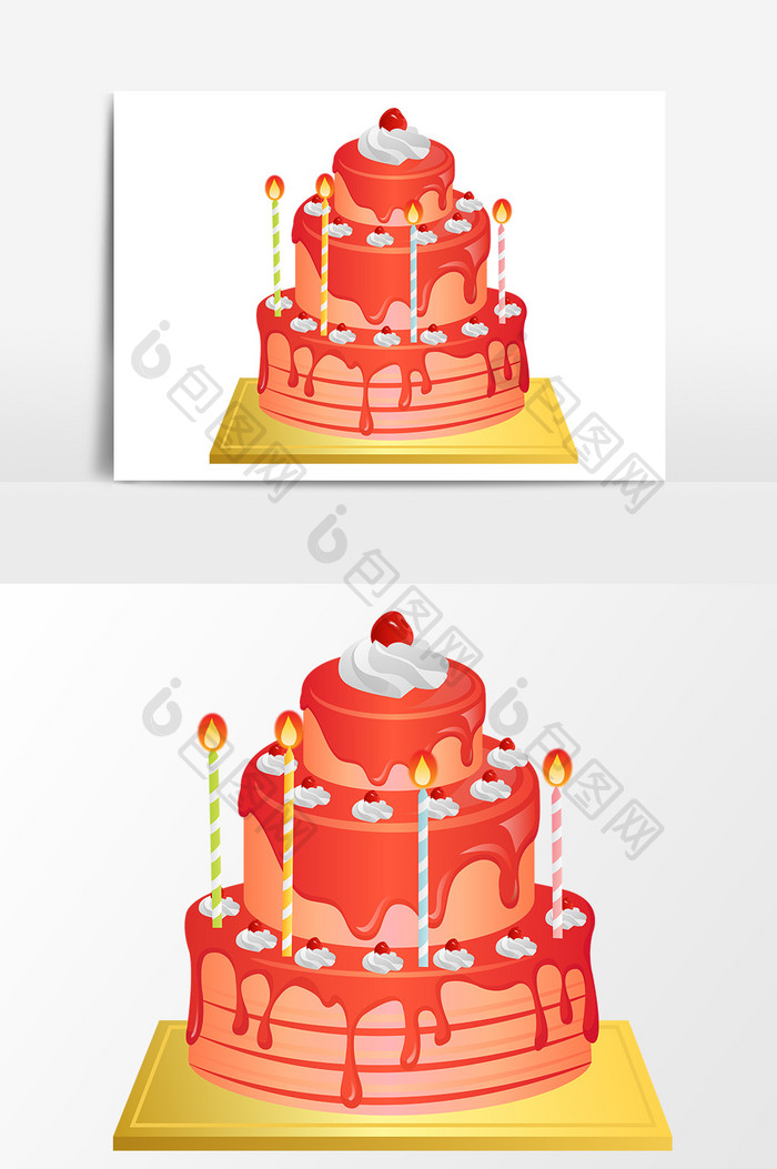多层生日蛋糕设计元素
