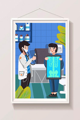 健康医疗生活体检预防疾病医生医院卡通插画图片