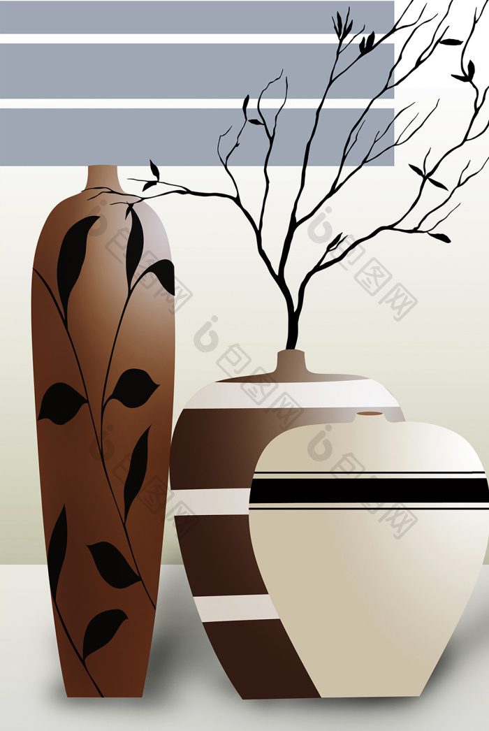 3d北欧立体花瓶艺术意境简约抽象装饰画-3d北欧立体花瓶艺术意境简约抽象装饰画效果图-【包图网】