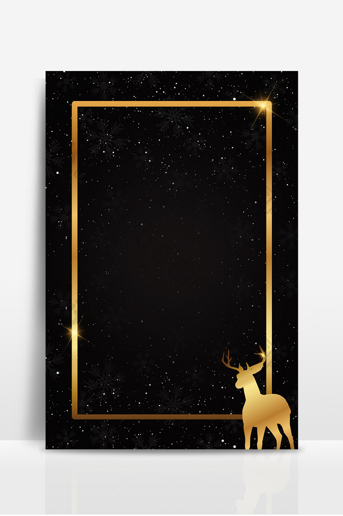 高端金色麋鹿圣诞节相框庆典大气背景