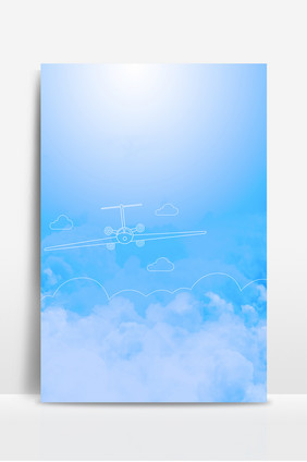 唯美浪漫大气质感线条小飞机云彩旅行背景