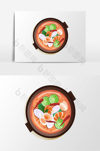 手绘美食海鲜滋补锅元素设计图片