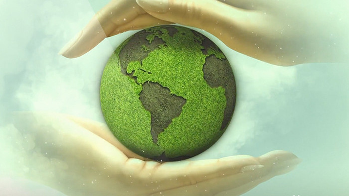 绿色色调手捧地球保护环境背景合成素材