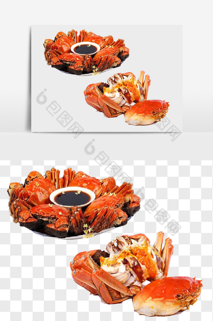 熟螃蟹摆盘组合图片图片