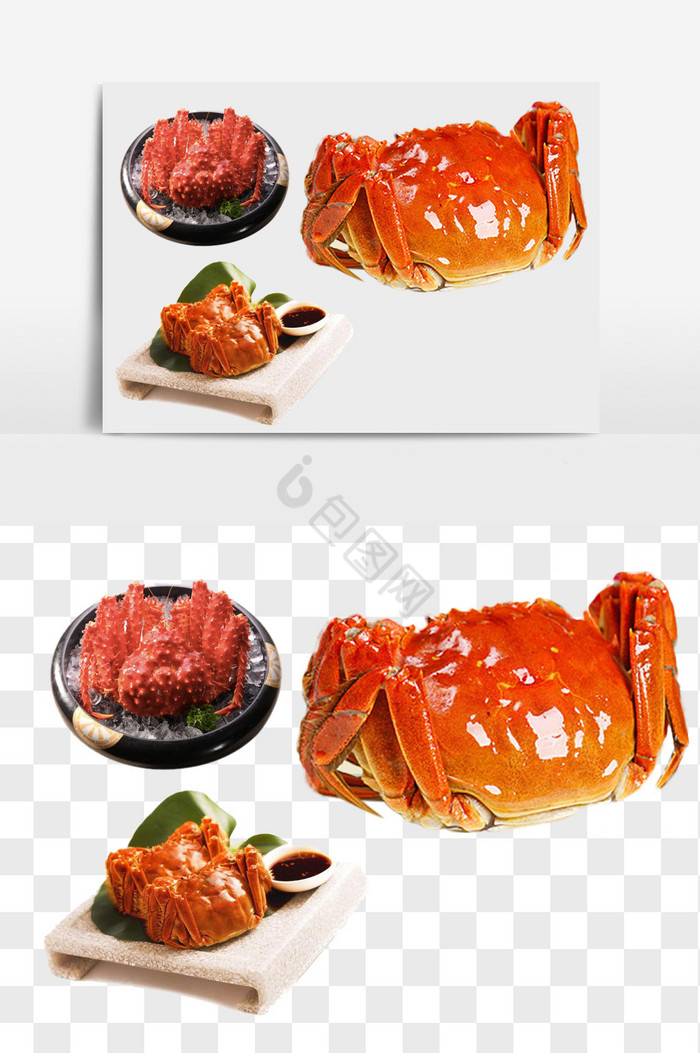 熟螃蟹组合图片