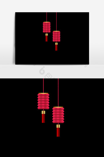 卡通红色灯笼挂饰设计元素图片