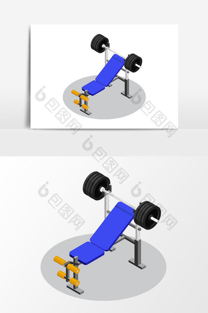 卡通手绘健身器材元素设计
