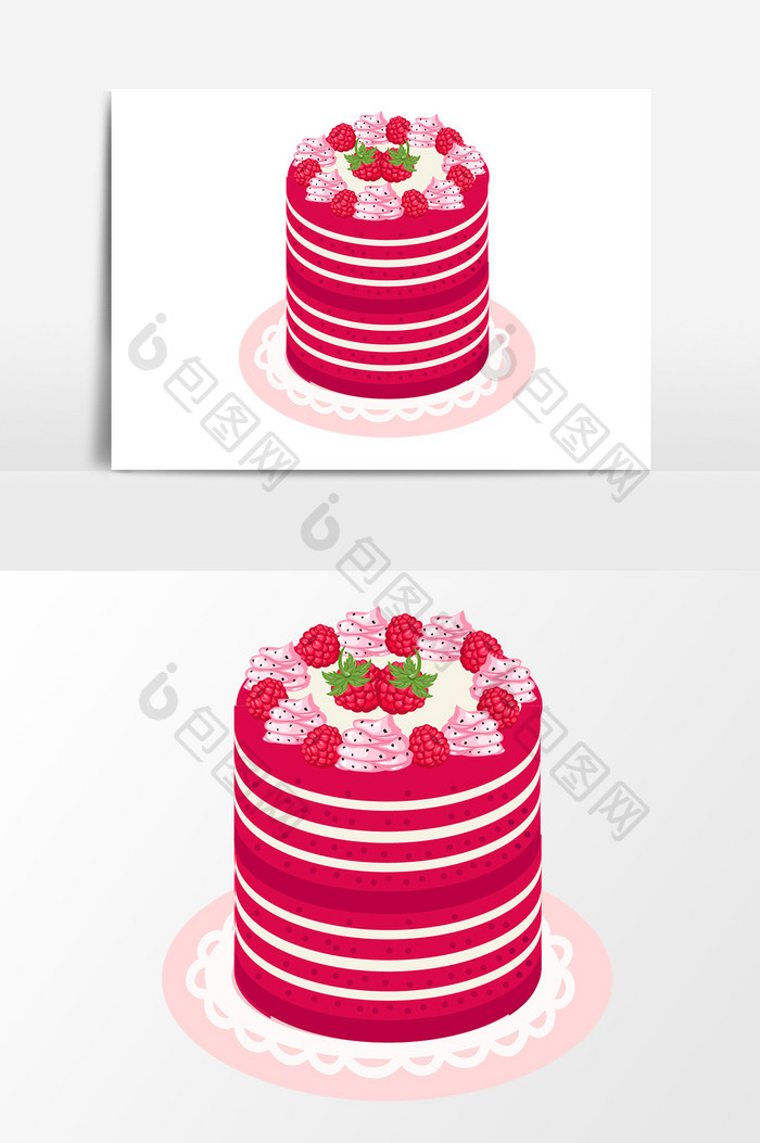 手绘粉色蛋糕设计元素