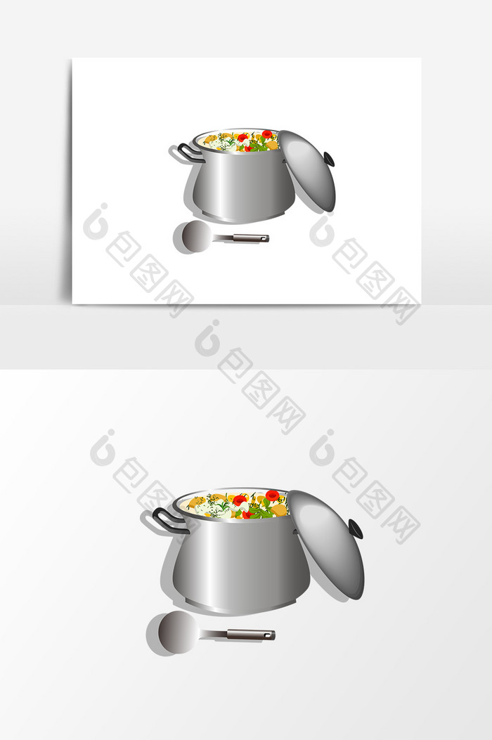 卡通烹饪锅勺子元素