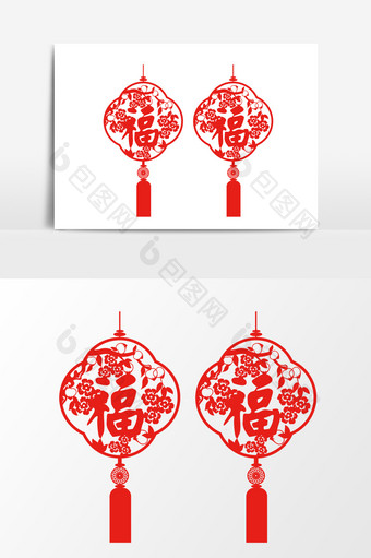 中国风红色福字挂饰元素图片