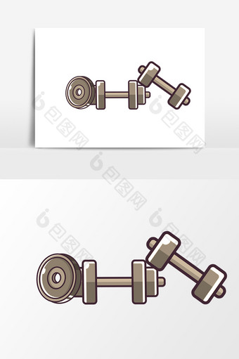 卡通健身器材哑铃设计元素图片