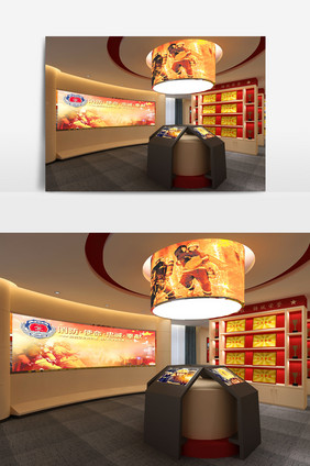 消防精神文化墙宣传示范设计展厅3d模型