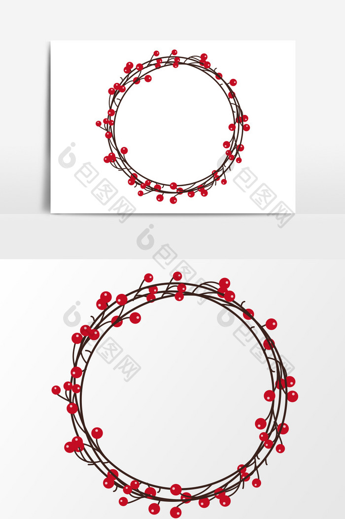 圣诞红果边框元素