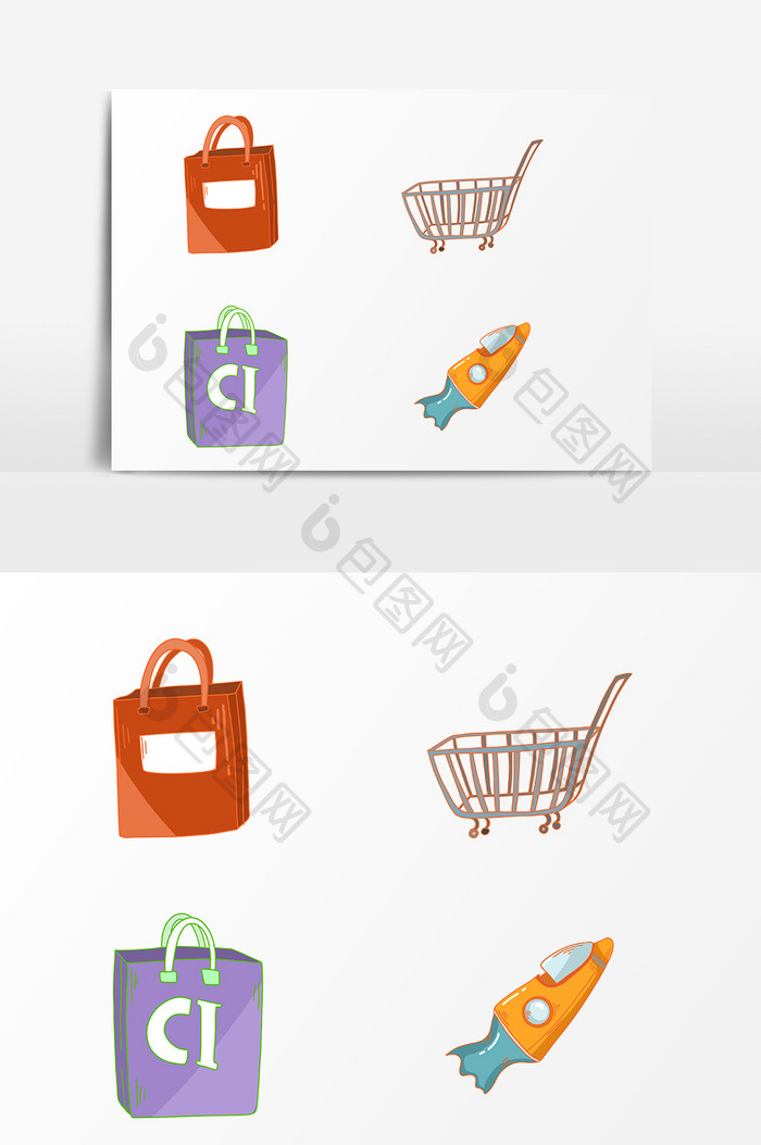手绘购物元素素材