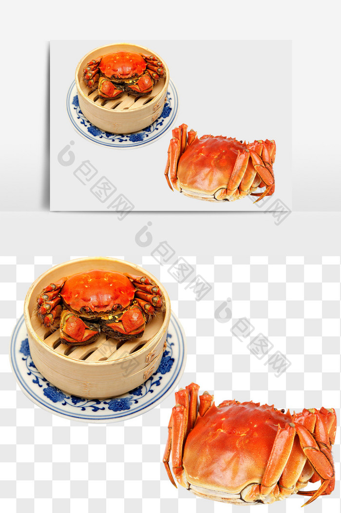 中式蒸螃蟹美味大闸蟹元素