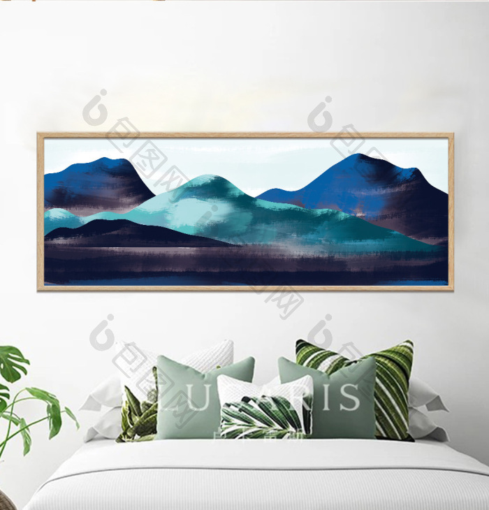 手绘油画抽象山水山峰装饰画-手绘油画抽象山水山峰装饰画效果图-【包图网】