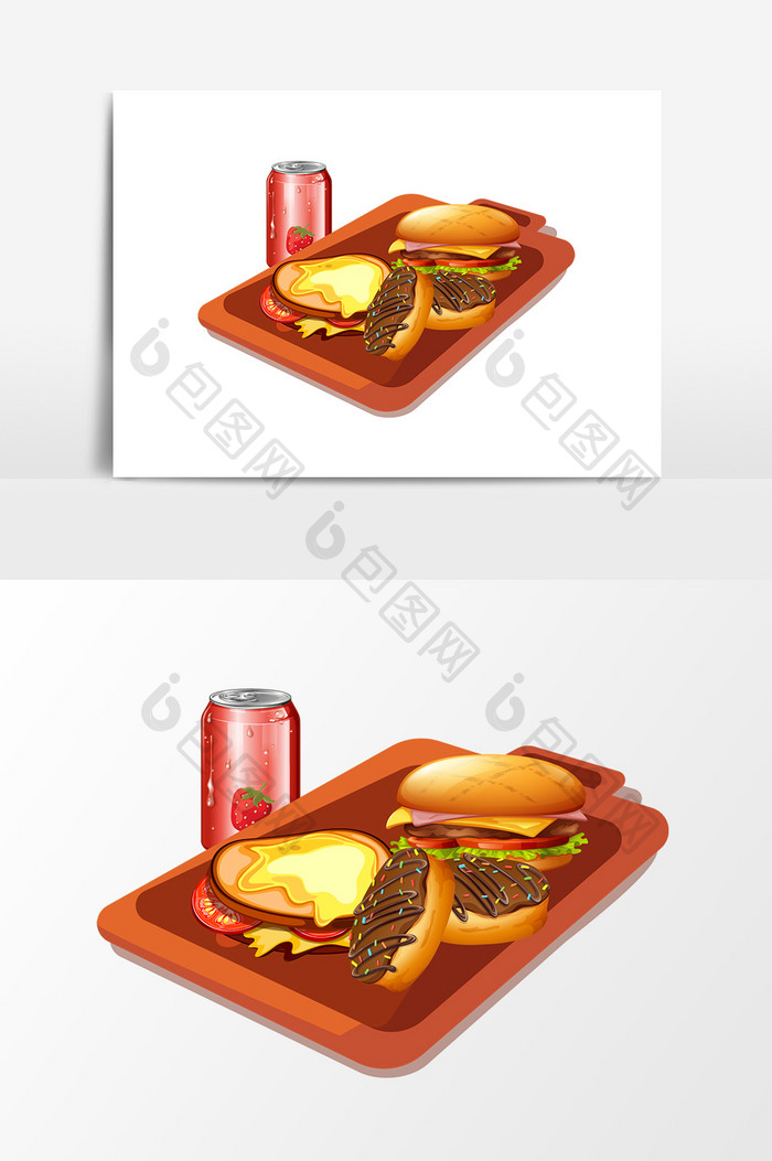 卡通饮料汉堡包设计元素