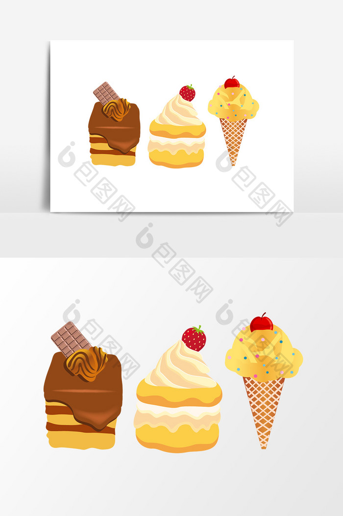 卡通蛋糕冰激凌设计元素