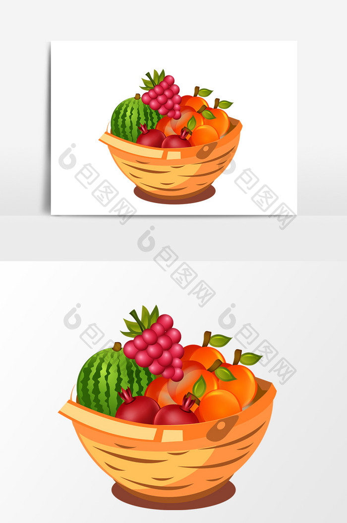 卡通手绘水果篮设计元素