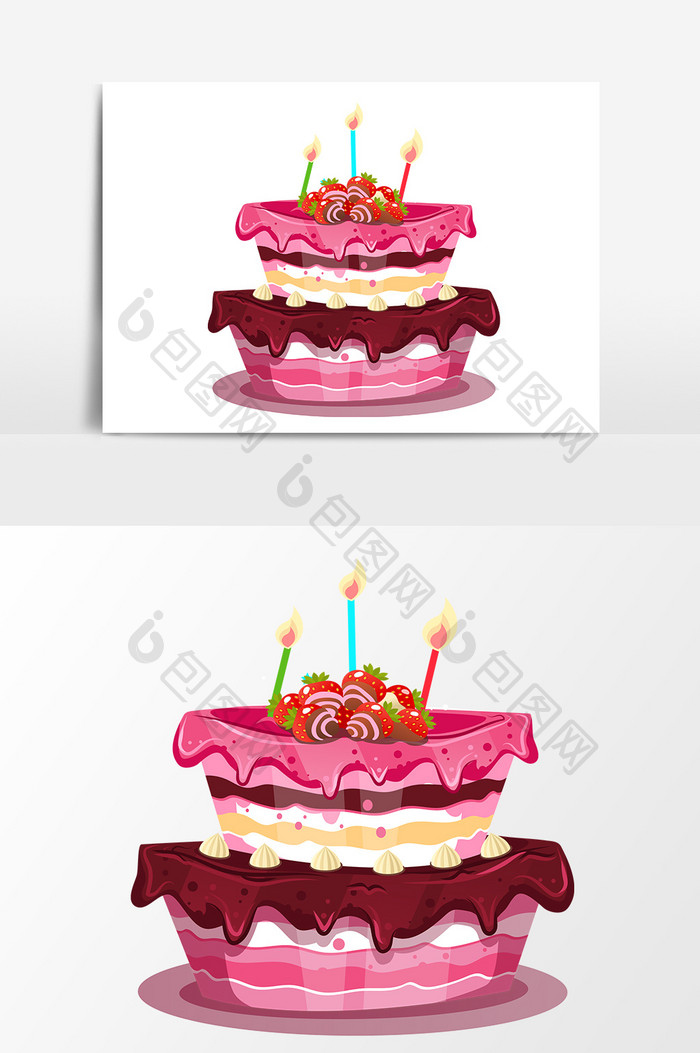 卡通生日蛋糕元素设计