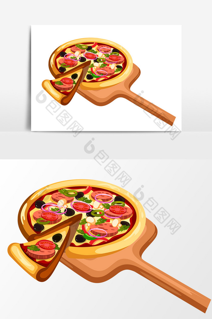 手绘食物披萨设计元素