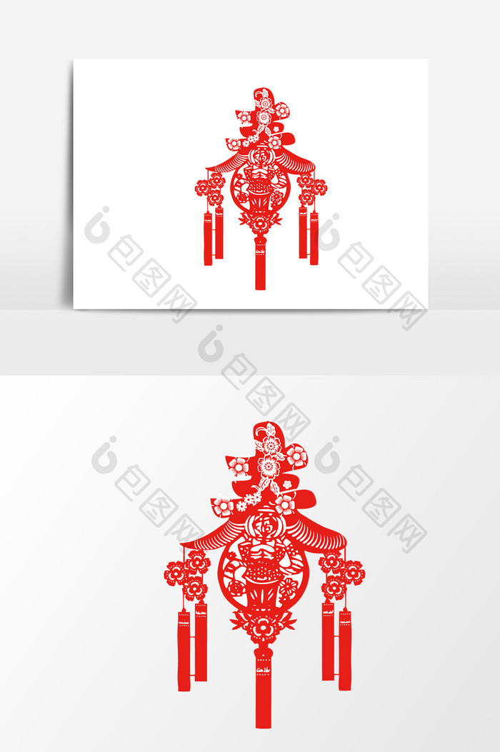 中国风红色春节剪纸设计元素
